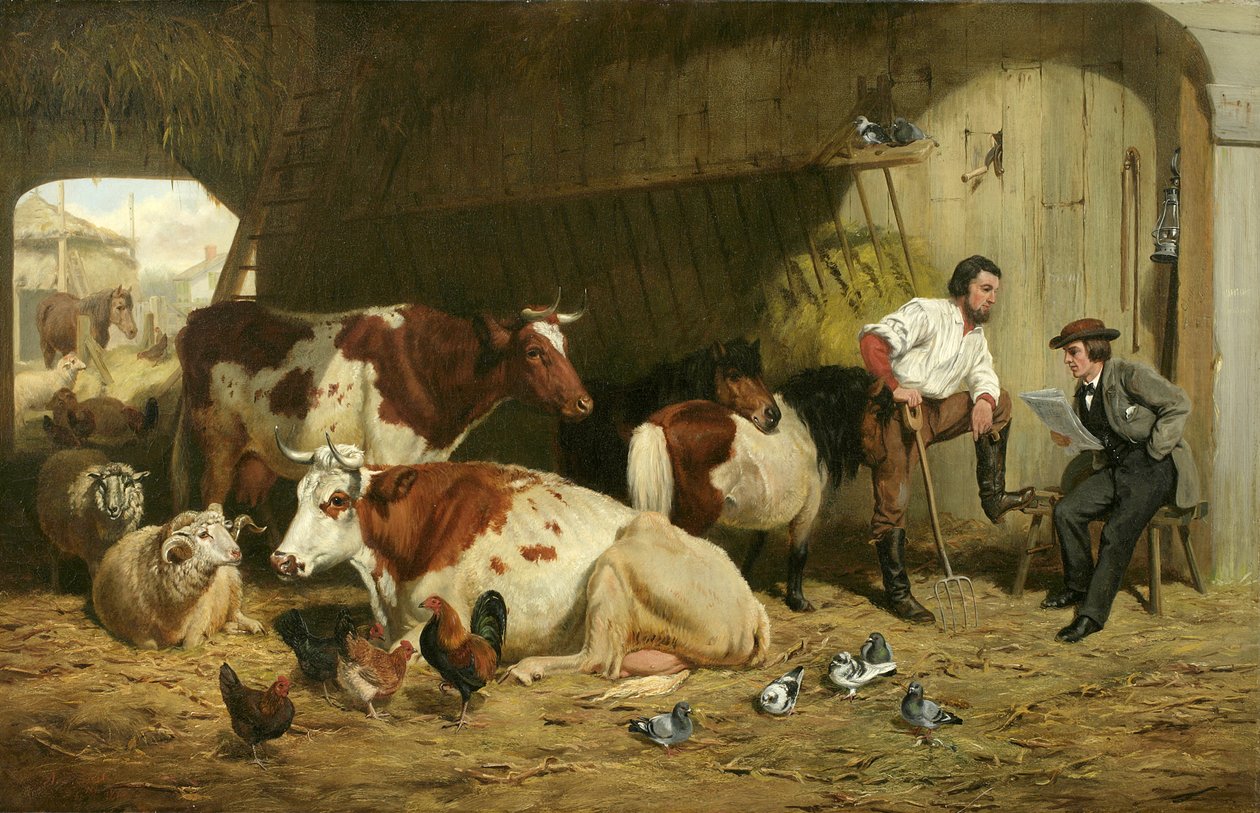 De seneste nyheder, Kvæg i stalden, 1862 af Arthur Fitzwilliam Tait