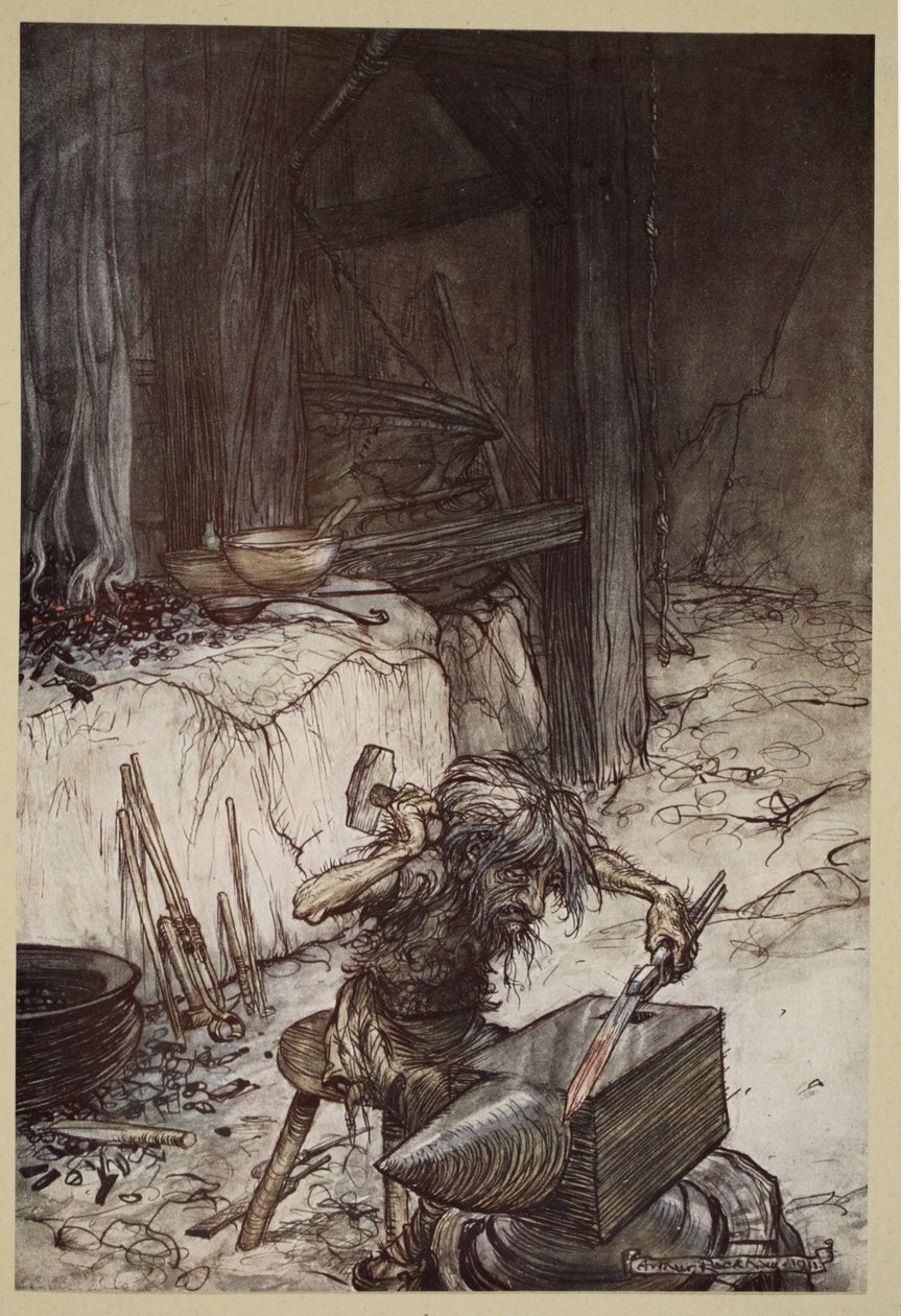 Mime på ambolten, illustration fra 