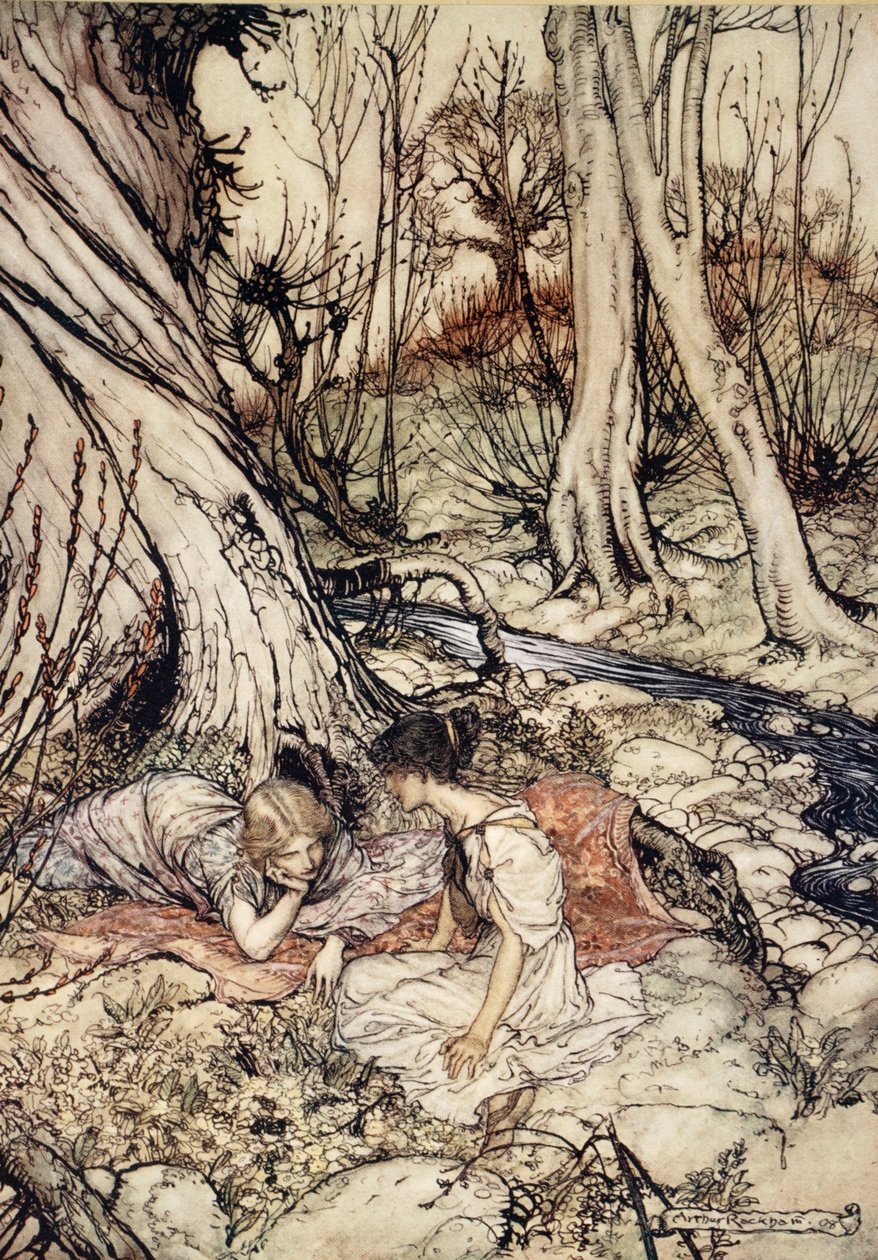 ..Hvor ofte du og jeg på svage Primrose-senge plejede at ligge, tømmer vores barm for deres råd søde, illustration fra 