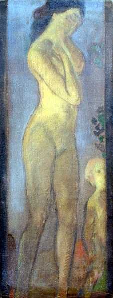 Mor og barn (olie på lærred) af Arthur Bowen Davies