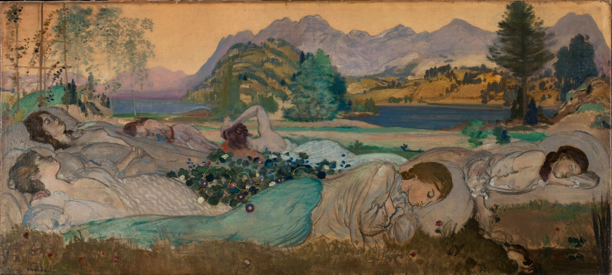 Søvnen ligger perfekt i dem, 1908 af Arthur Bowen Davies