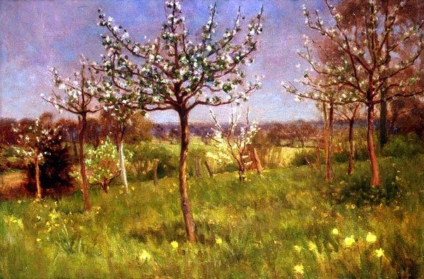 Forår i frugthaven af Arthur Claude Cooke