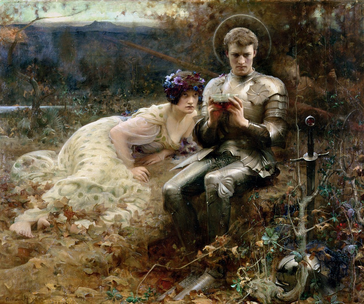 Sir Percivals fristelse af Arthur Hacker