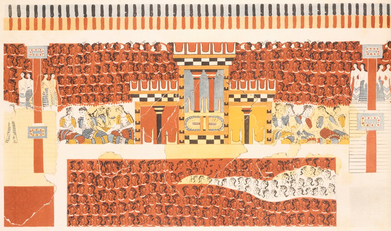 Rekonstruktion af en fresko af Knossos af Arthur John Evans