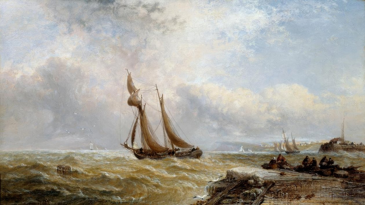 Coaster forlader havnen, hårdt vejr af Arthur Joseph Meadows