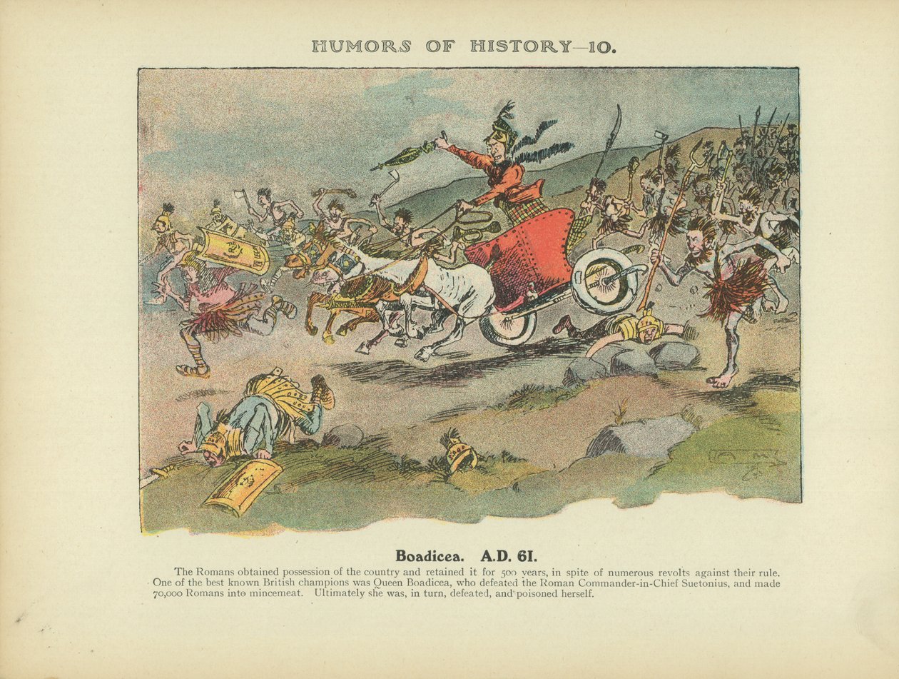 Boadicea. A.D. 61 (farvelitografi) af Arthur Moreland