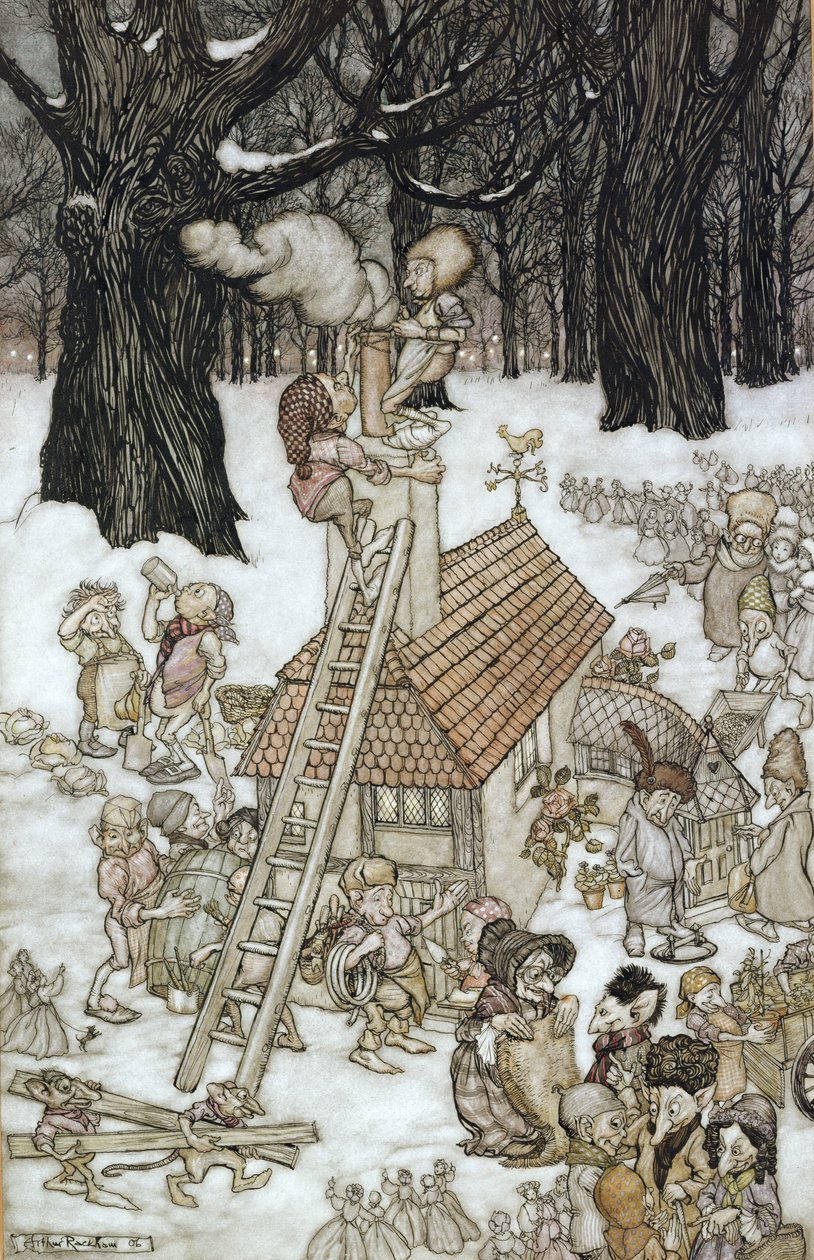 Huset bygget til Maimie, 1906 af Arthur Rackham
