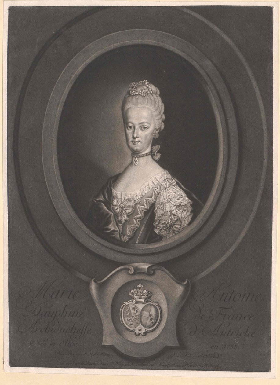 Ærkehertuginde af Østrig Marie Antoinette (print) af Artist Unknown