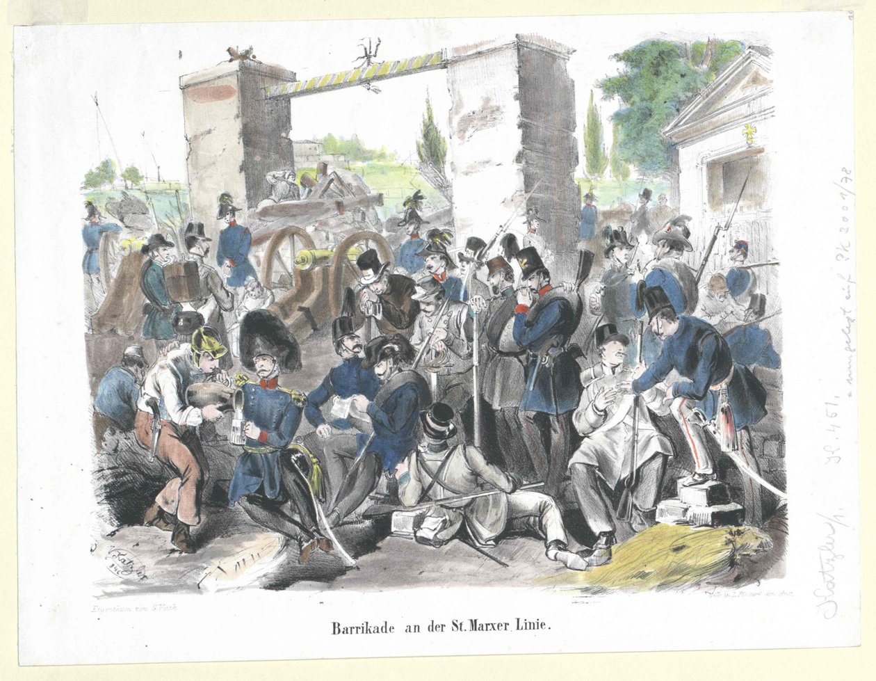Barrikade ved St. Marx-linjen af Artist Unknown