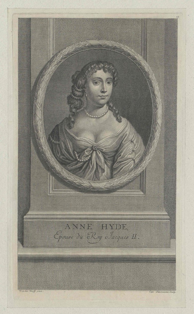 Hertuginden af York Anne Hyde (print) af Artist Unknown