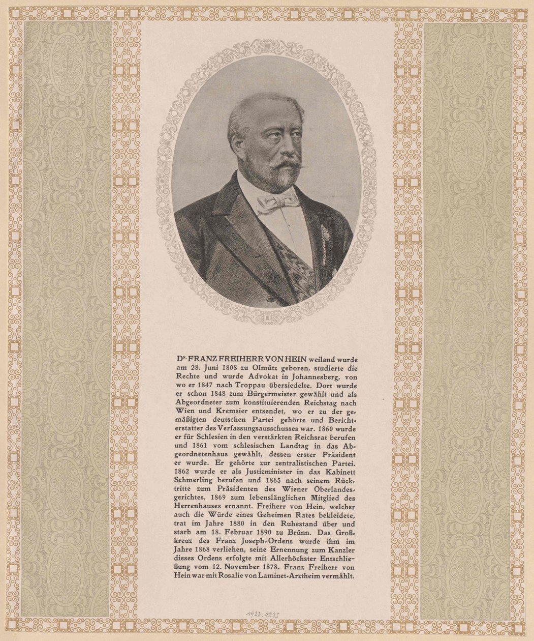 Franz Baron Hein (print) af Artist Unknown