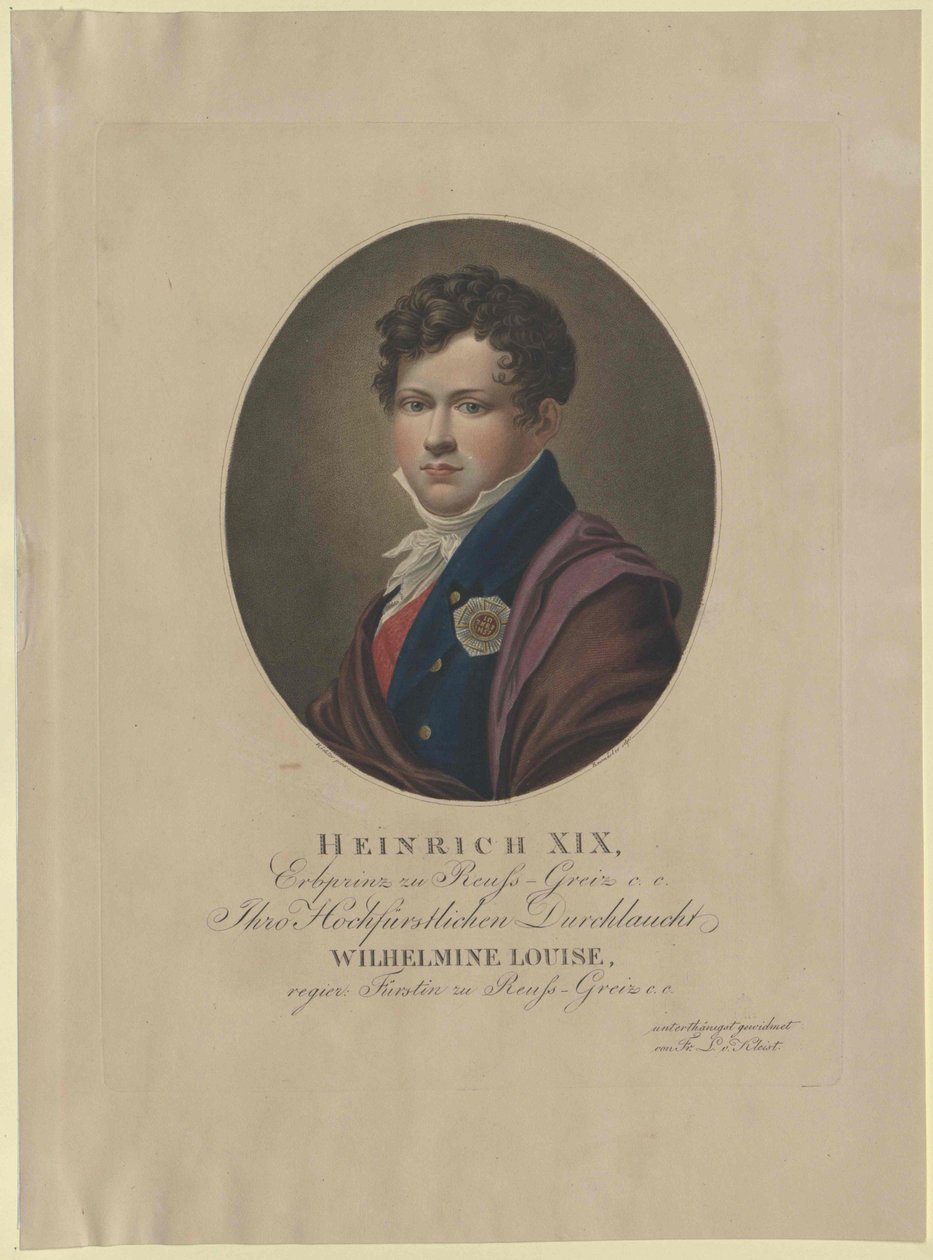Heinrich Graf Reuss zu Greiz af Artist Unknown