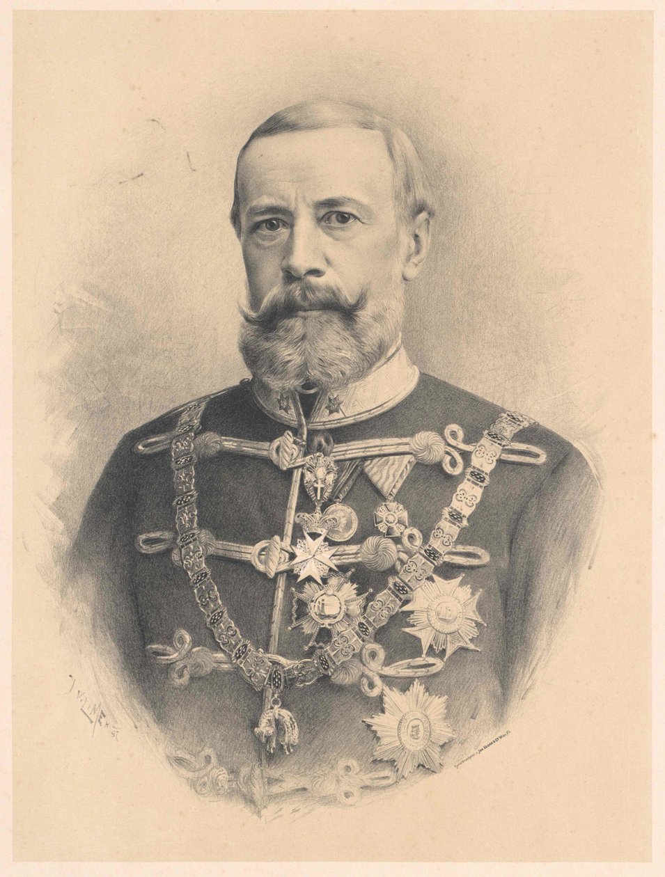 Johann Nepomuk greve Harrach (print) af Artist Unknown