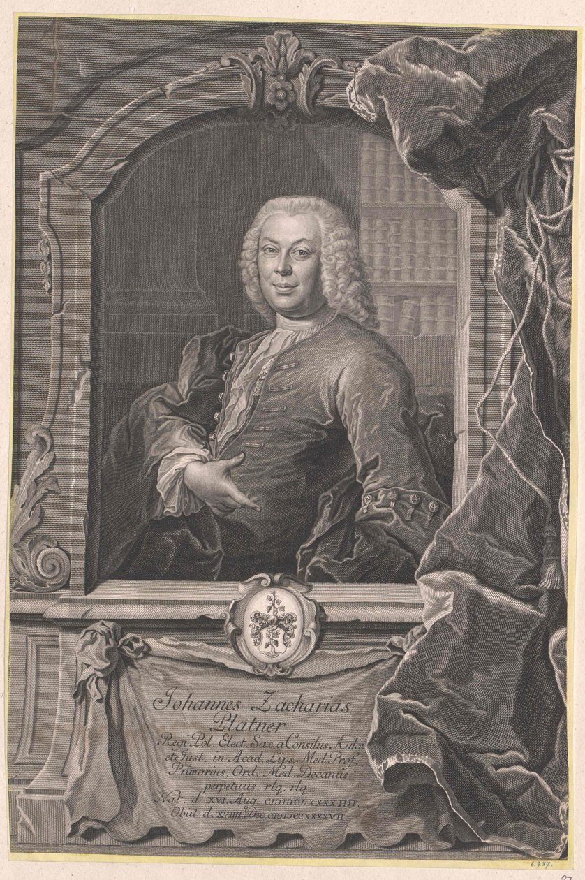 Johann Zachariah Platner af Artist Unknown