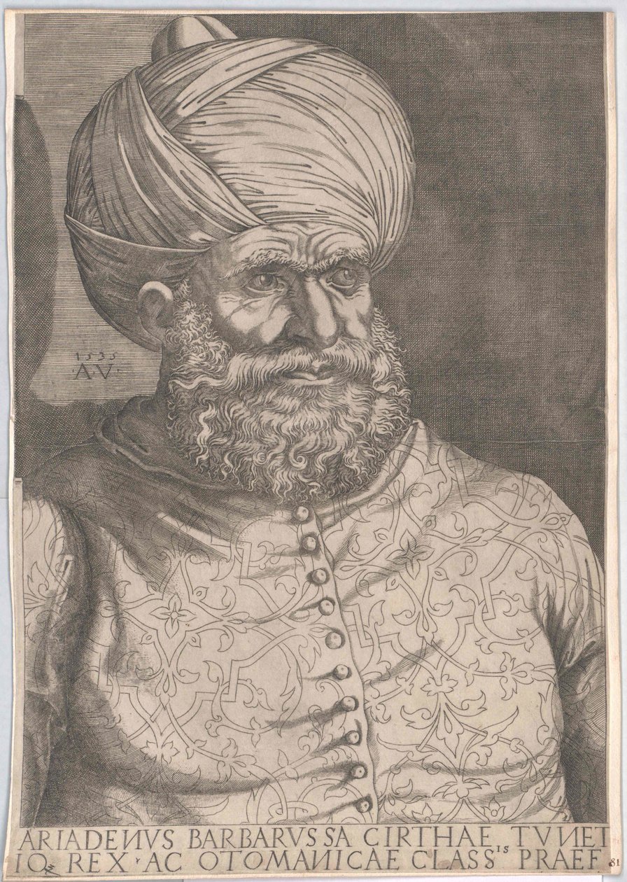 Den osmanniske hersker i Algier Chaireddin Barbarossa (tryk) af Artist Unknown