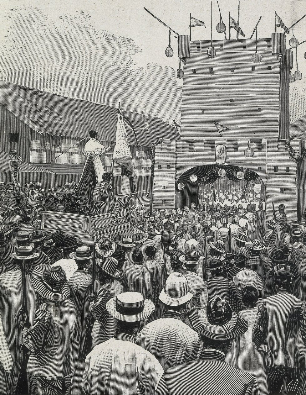 Filippinerne (1899). Protest i Manila. (gravering) af Artist Unknown