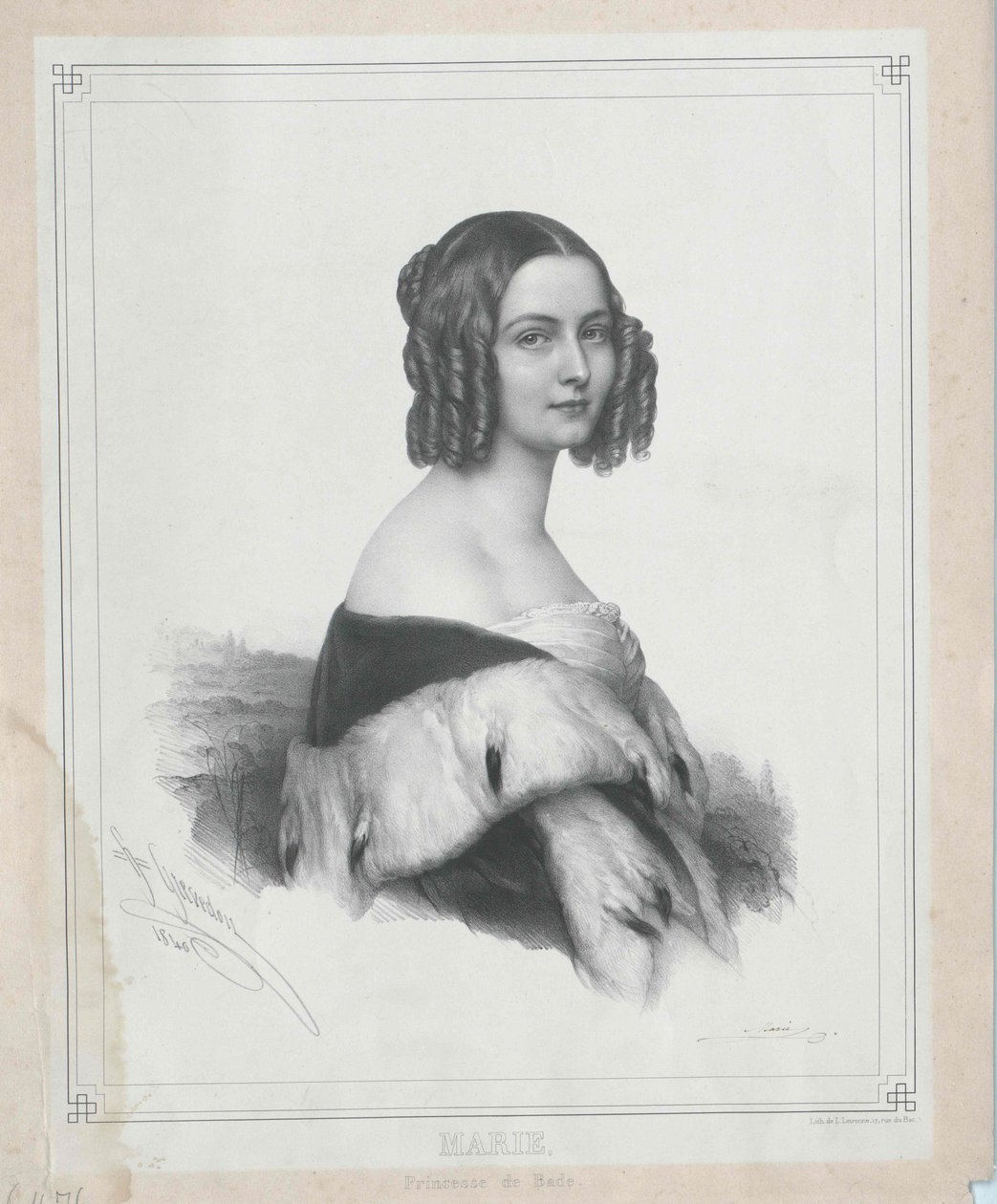 Prinsesse af Baden Marie (print) af Artist Unknown