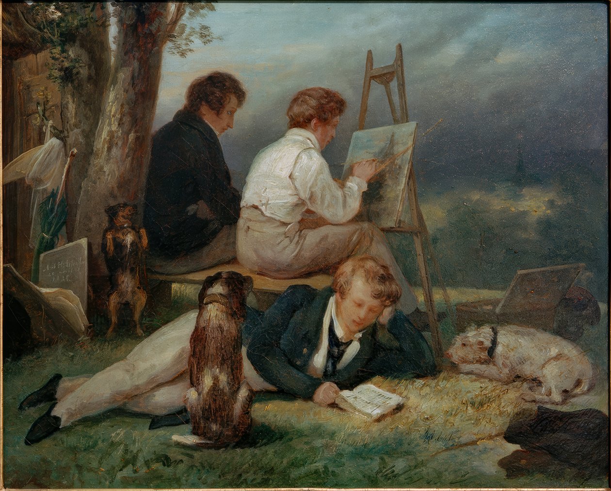 De tre Scheffer-brødre i et landskab af Ary Scheffer