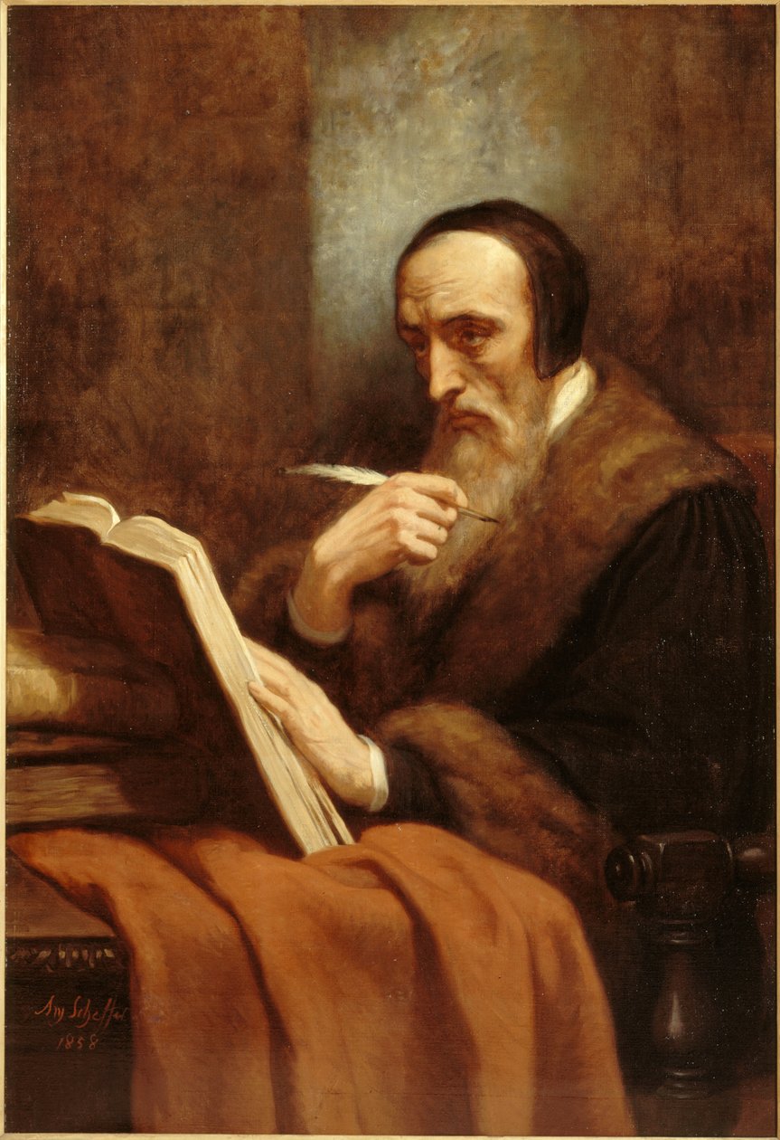 Portræt af John Calvin 1509-1564, 1858. af Ary Scheffer