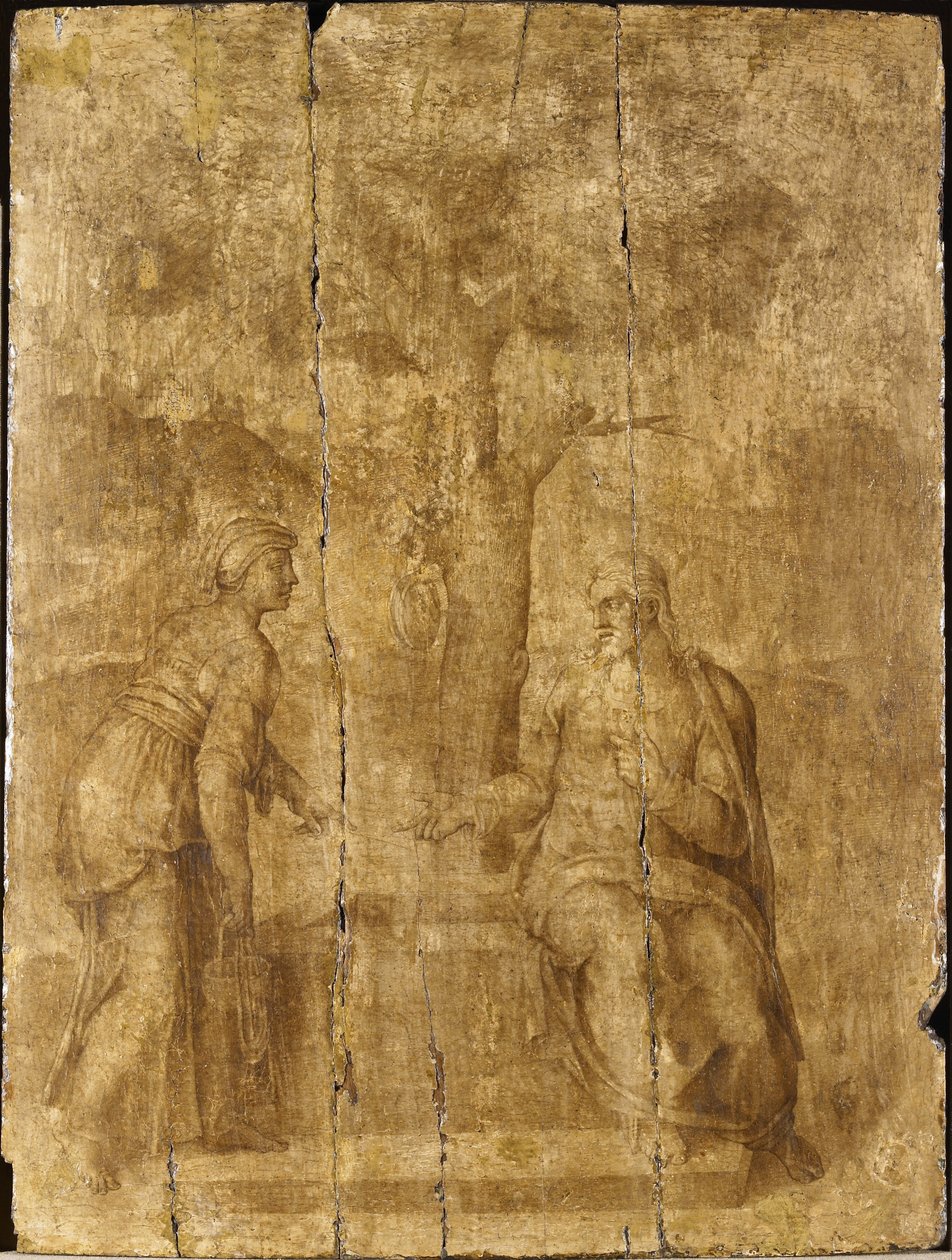Kristus og Samarias kvinde af Ascribed to Michelangelo
