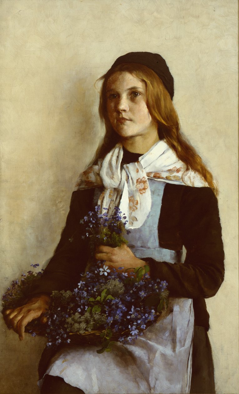 Pigen med den blå anemone (maleri) af Asta Nørregaard