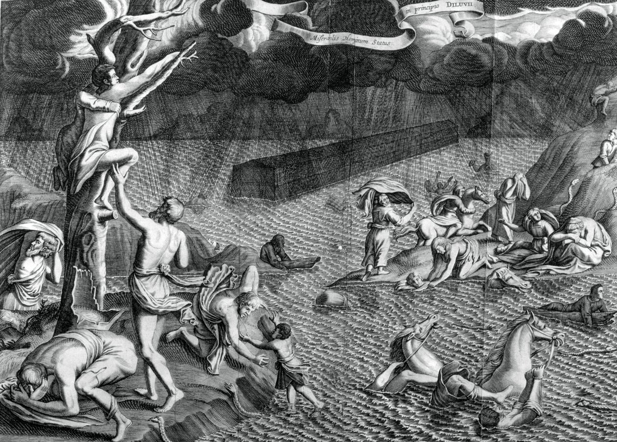 Syndflodens scene, 1675 af Athanasius Kircher
