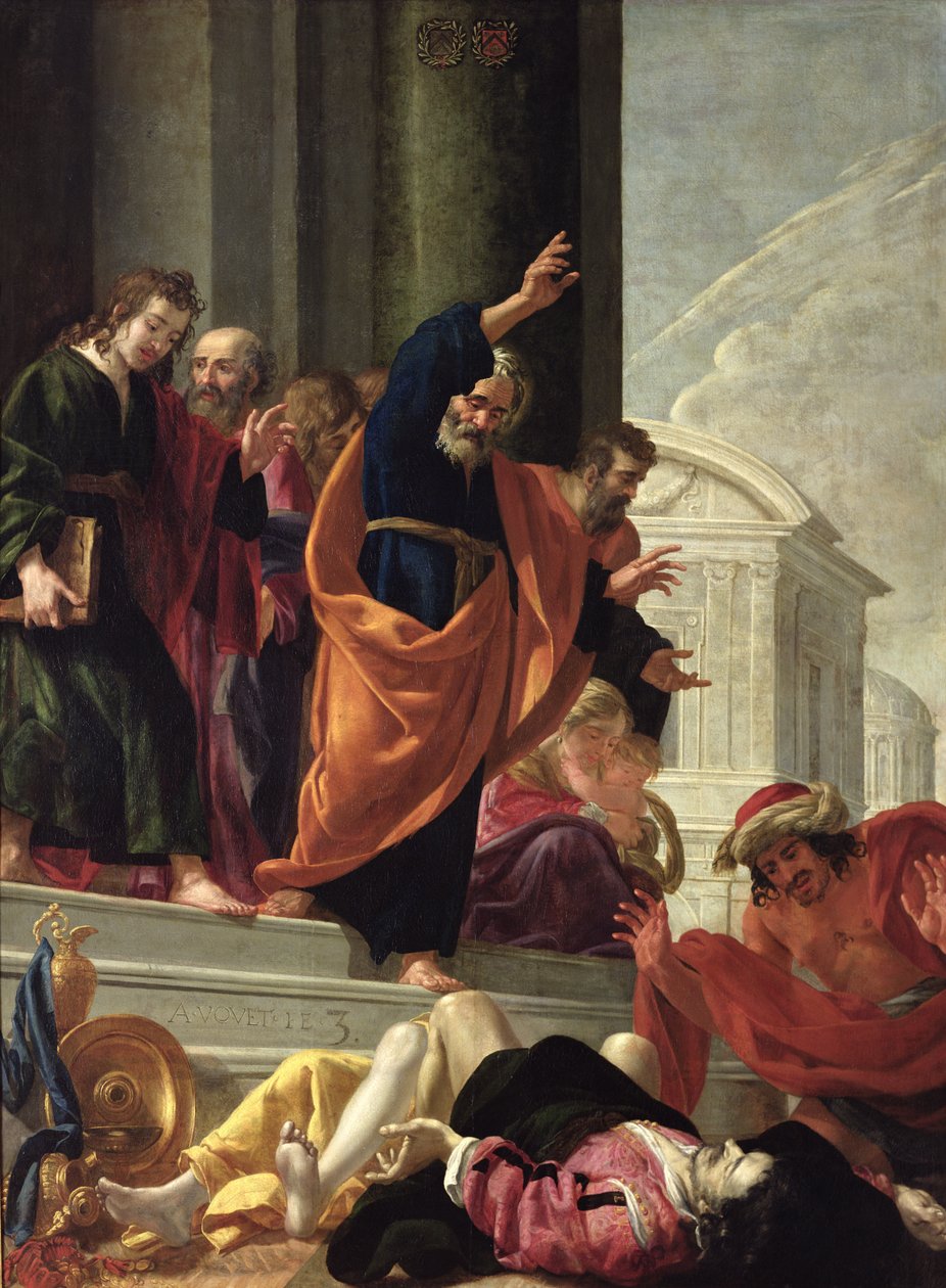 Saffiras og Ananias død, ca. 1632 af Aubin Vouet