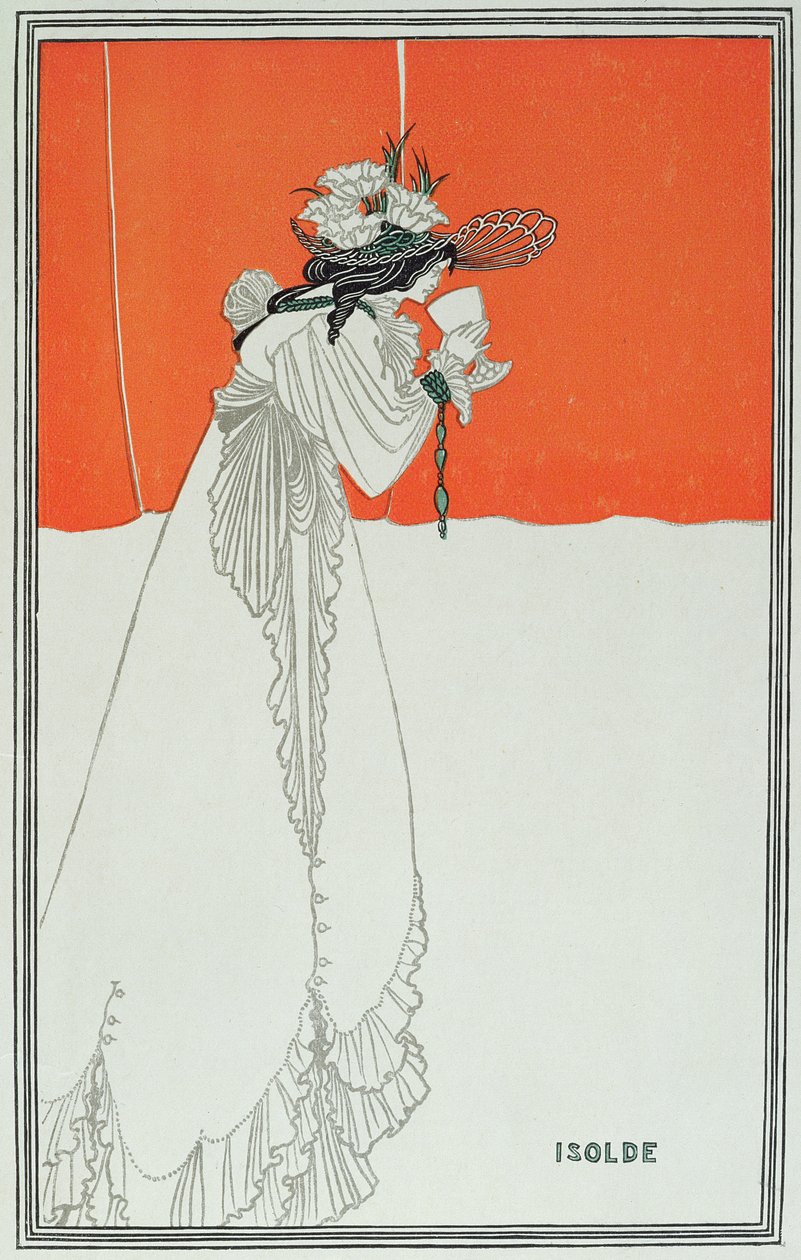 Isolde drikker giften (farvelitografi) af Aubrey Beardsley