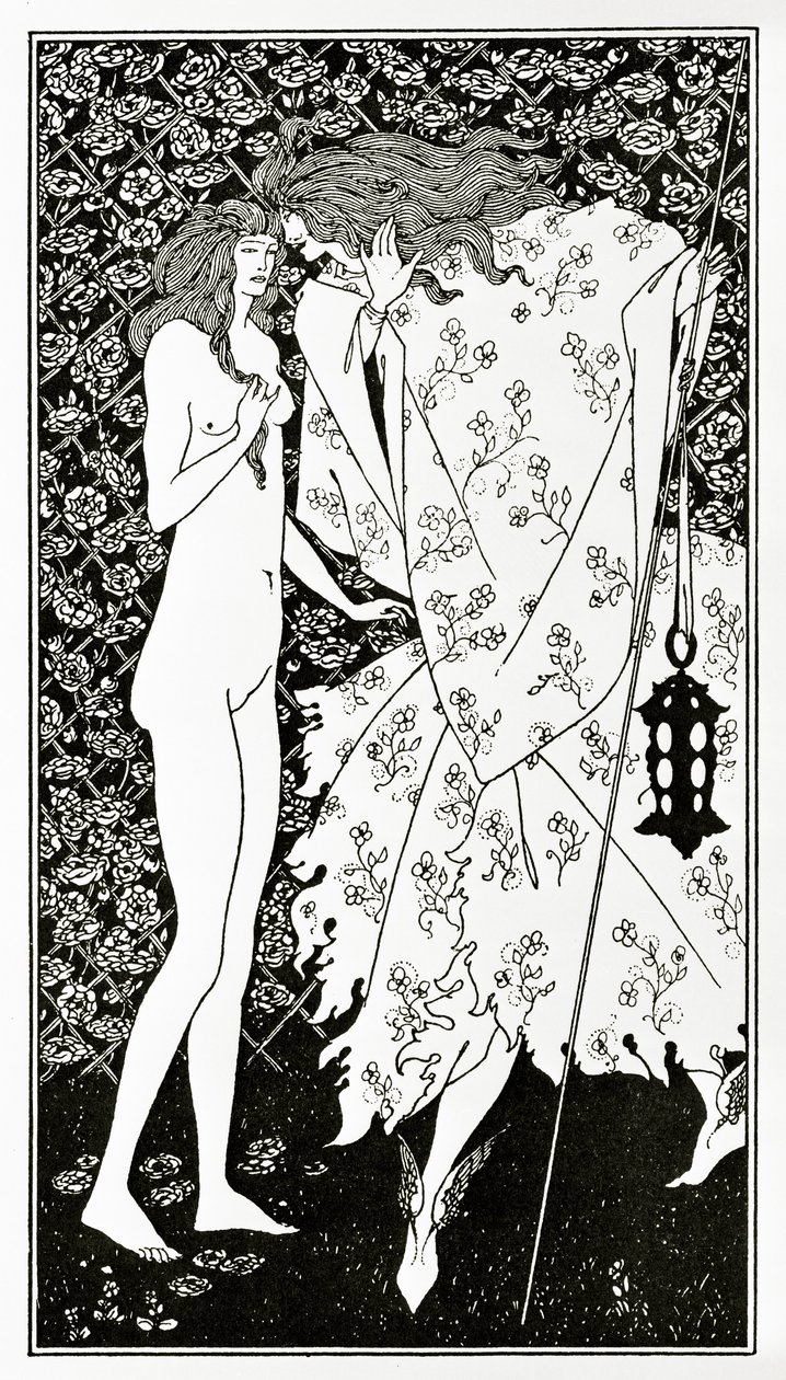 Den mystiske rosenhave, ca. 1894 af Aubrey Beardsley