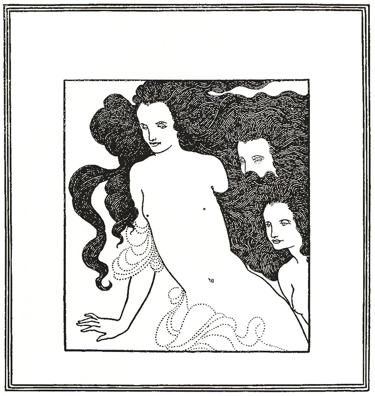 The Comedy of the Rhinegold, frontispice 1872 af Aubrey Beardsley