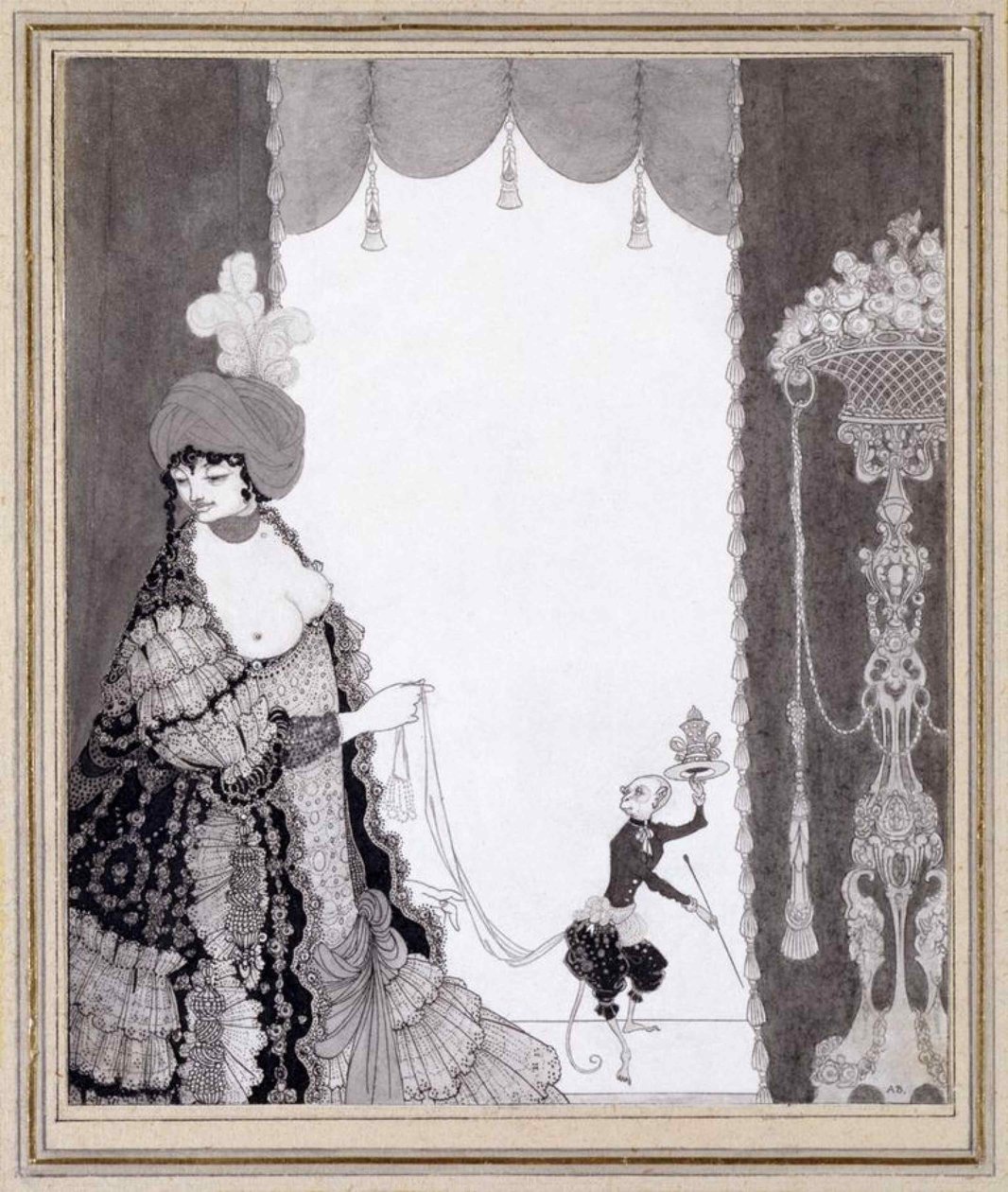 Damen med aben, 1897. af Aubrey Beardsley