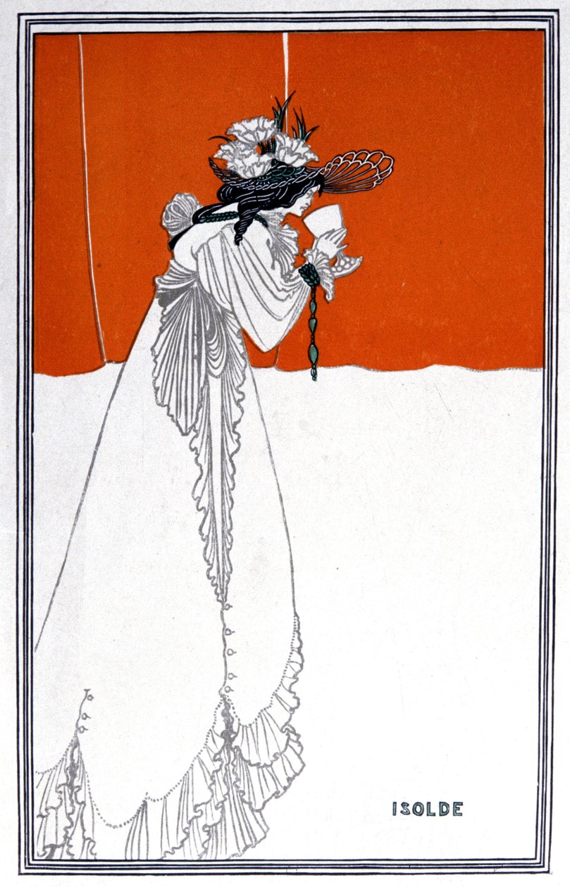Yseult drikker Philtre, England, ca. 1900 af Aubrey Beardsley