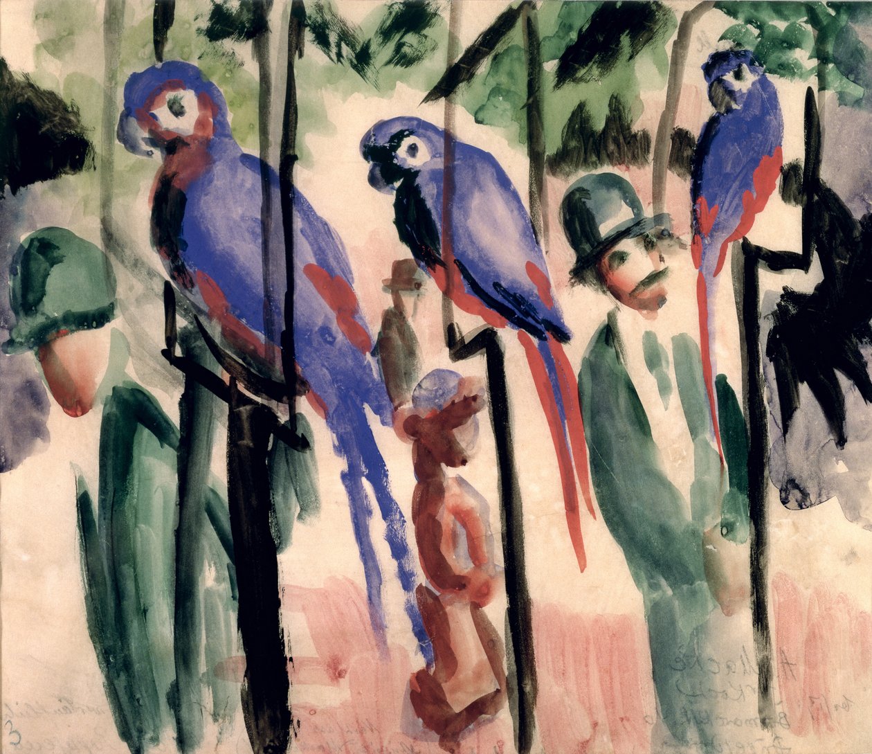 Blå papegøjer af August Macke