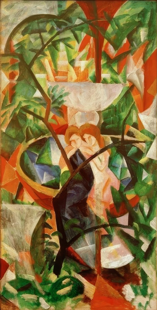 Pige foran springvandet af August Macke