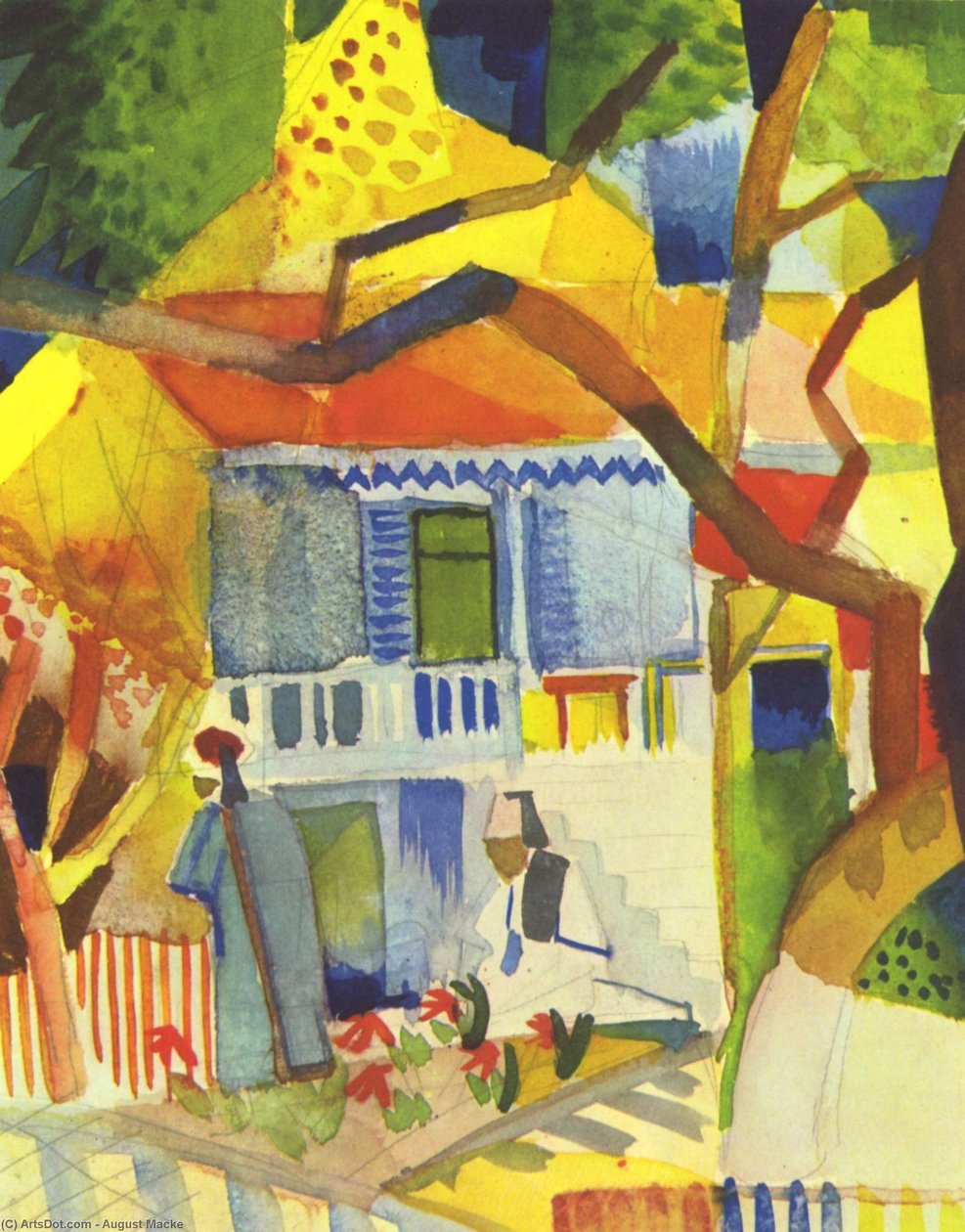 indre gård i huset i st. Tyskland af August Macke