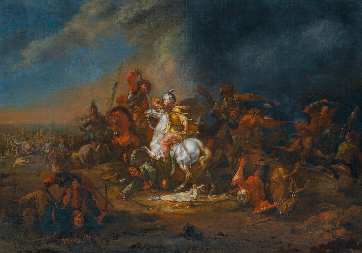Kavaleriopgør mellem tyrkere og christianere af August Querfurt