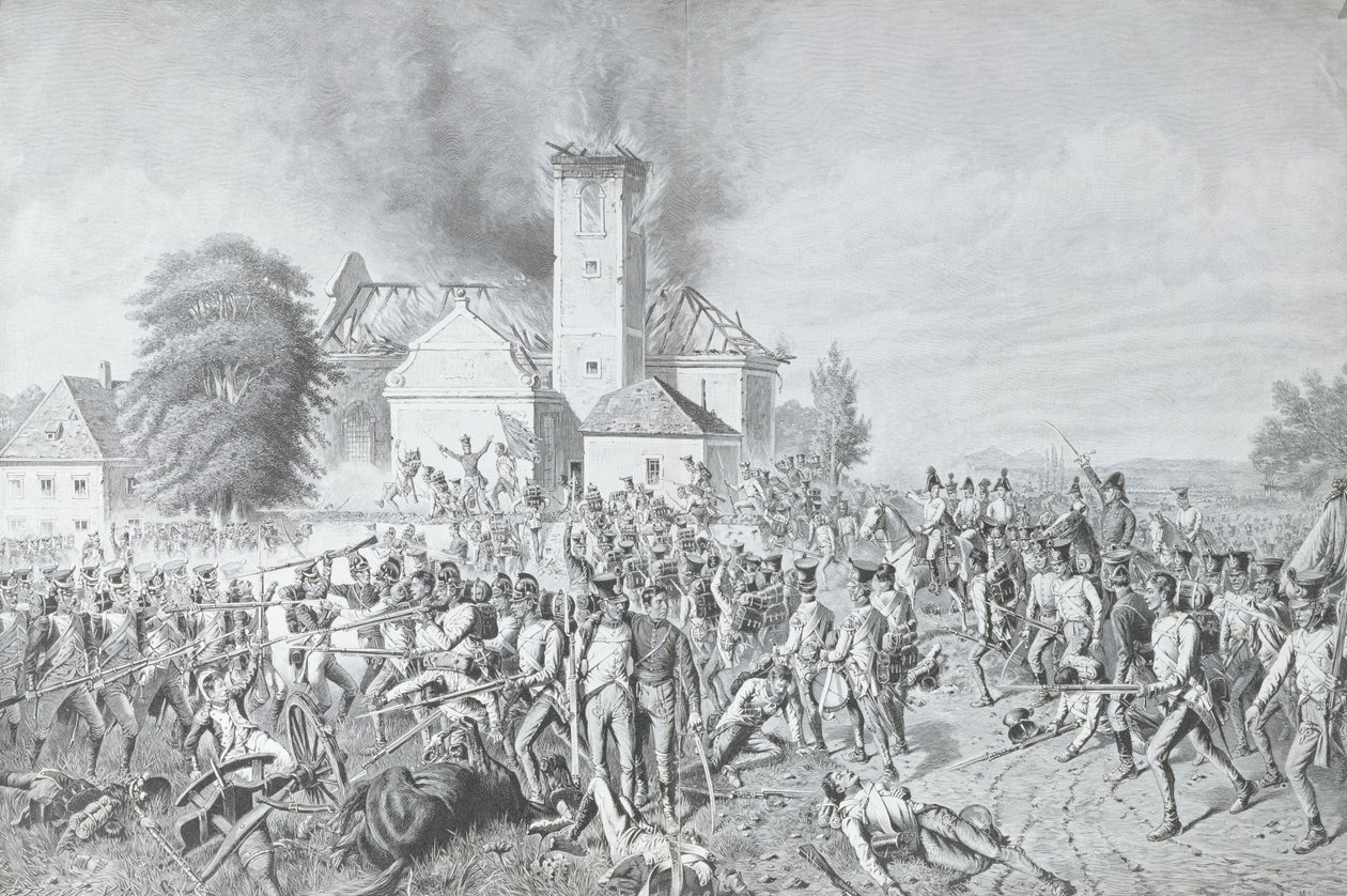 Slaget ved Waterloo, graveret af Richard Bong af August von Maly