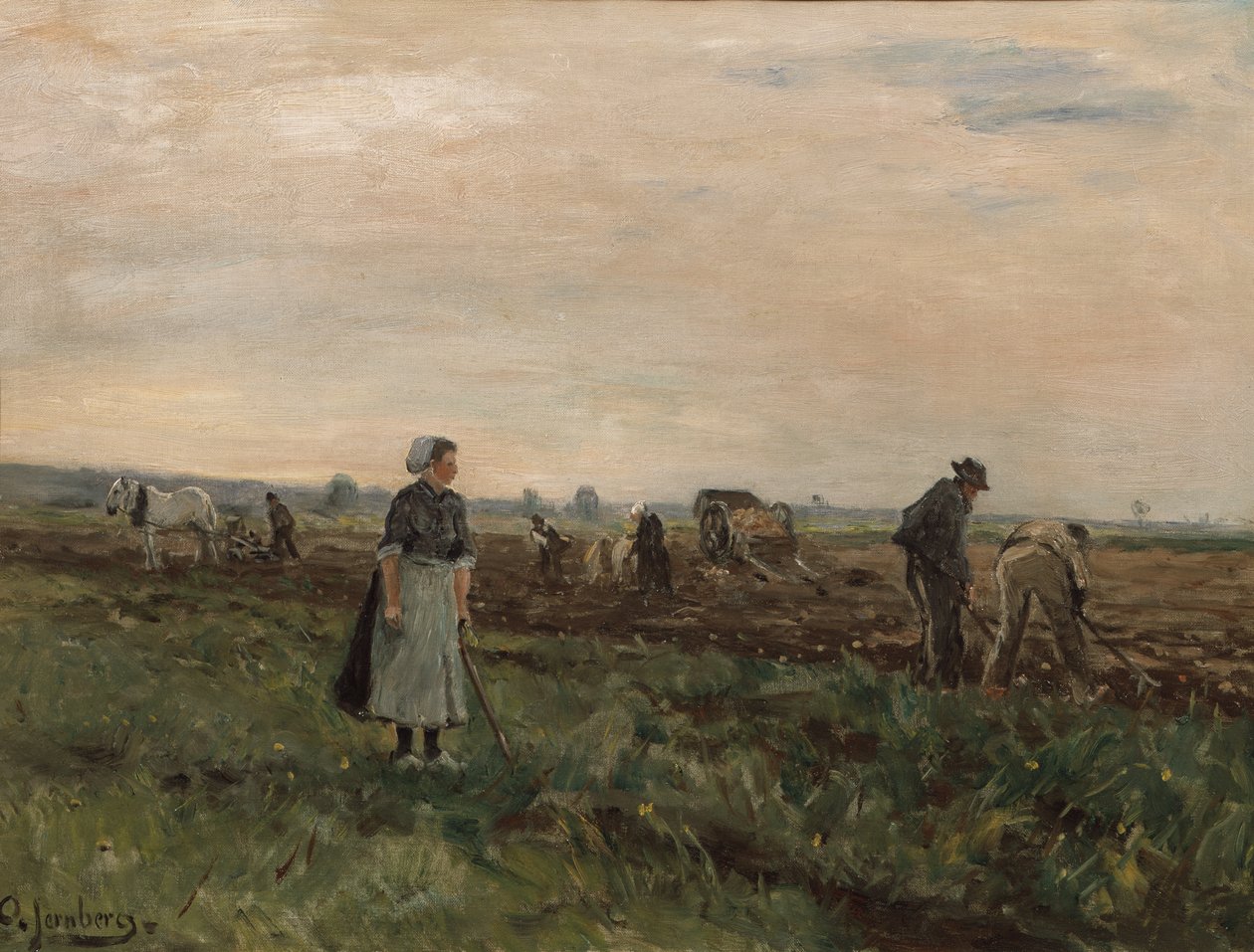 Arbejdere i marken (maleri) af August Jernberg