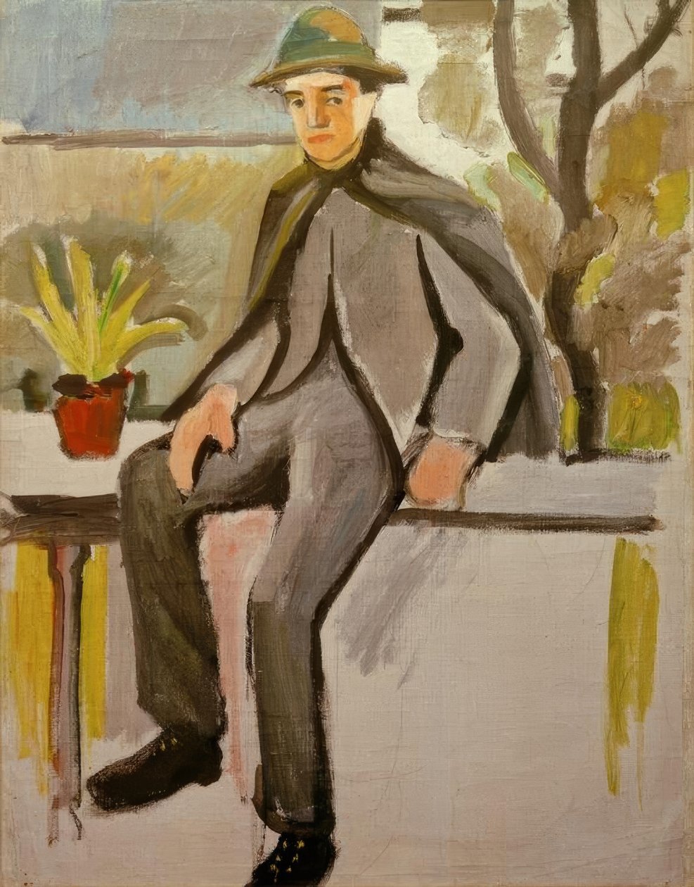Gårdsdreng på altanen af August Macke