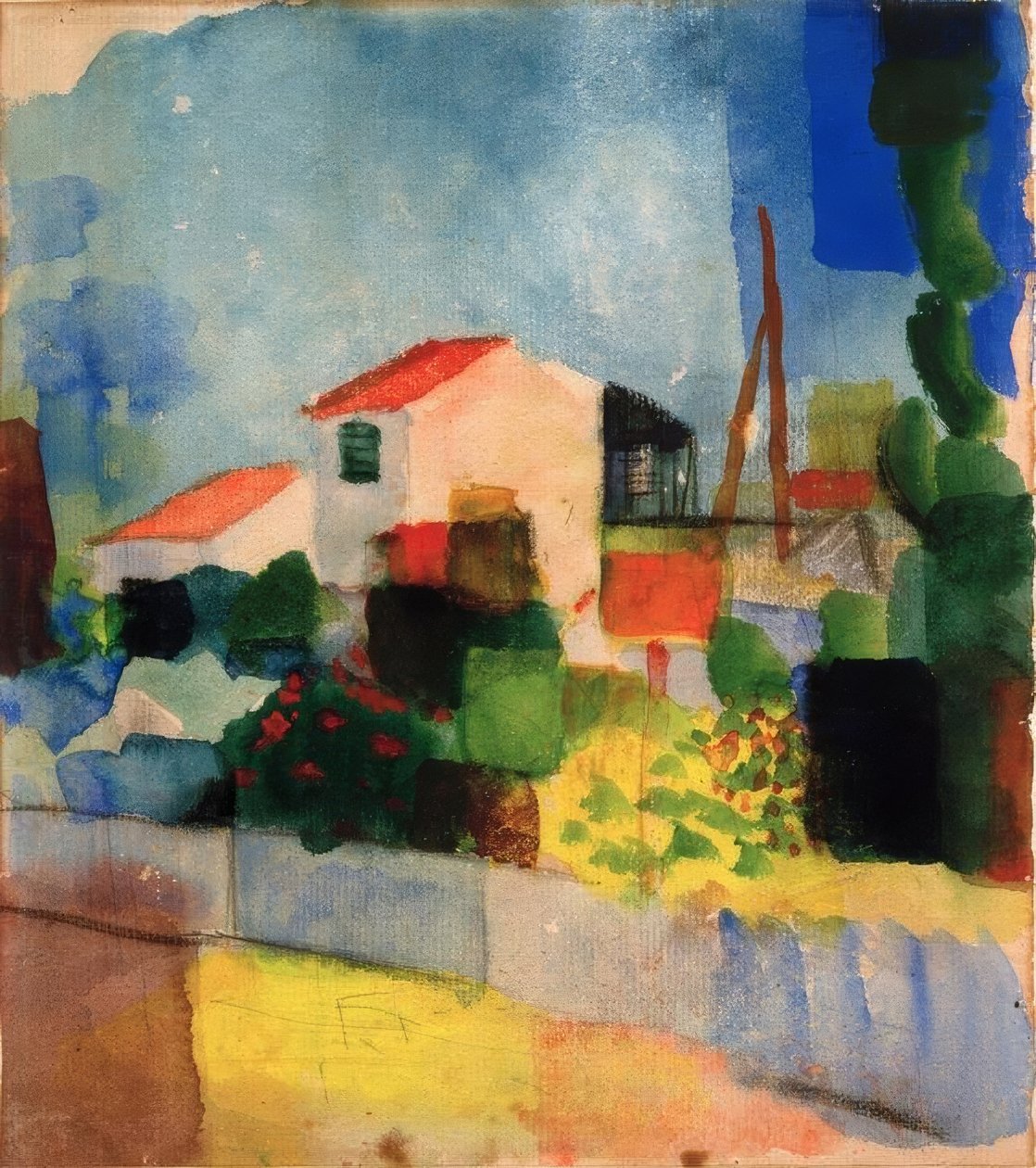 Det lyse hus (1. version) af August Macke