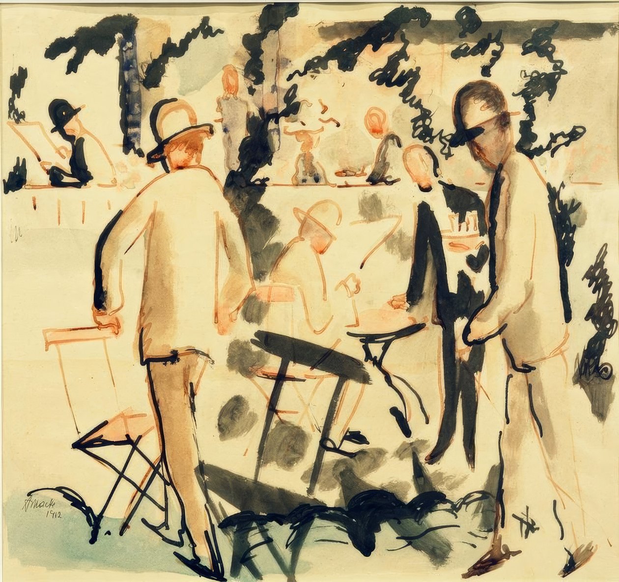 Kaffehus terrasse af August Macke