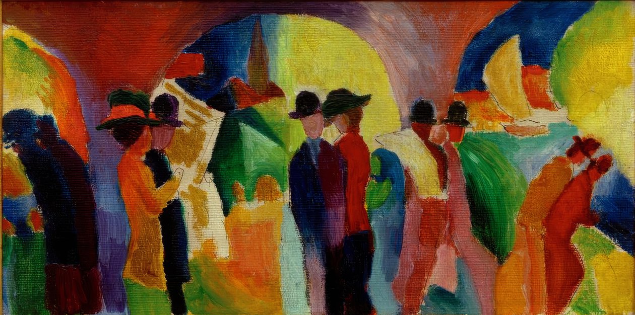 Kolonnade med sejlbåd I. af August Macke