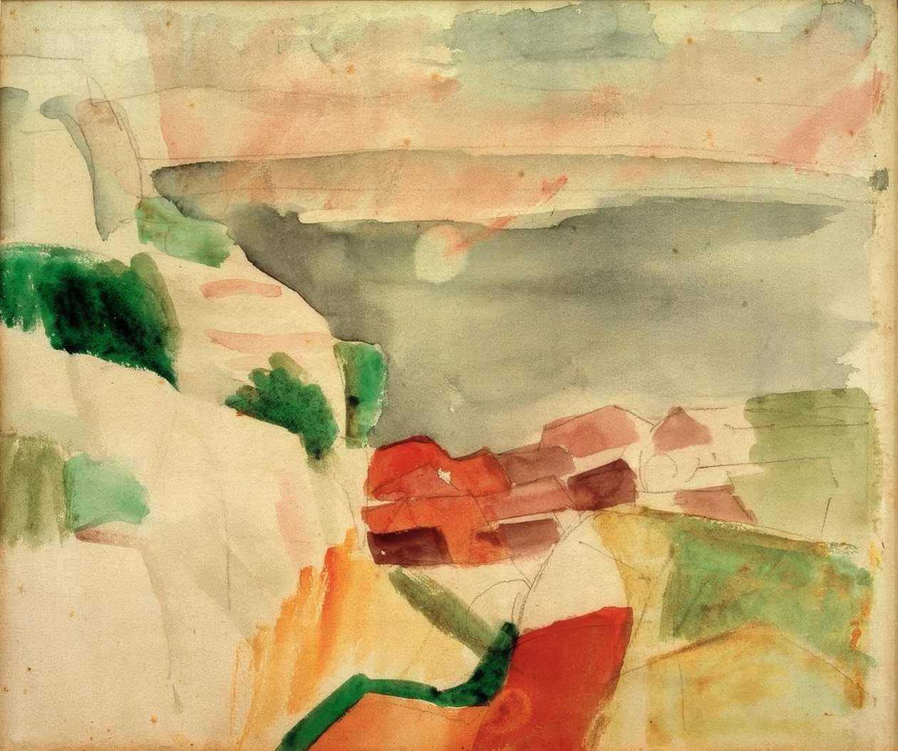 Landskab fra Murten -søen af August Macke