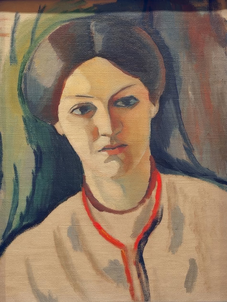 Portræt leder af kunstnerens kone af August Macke