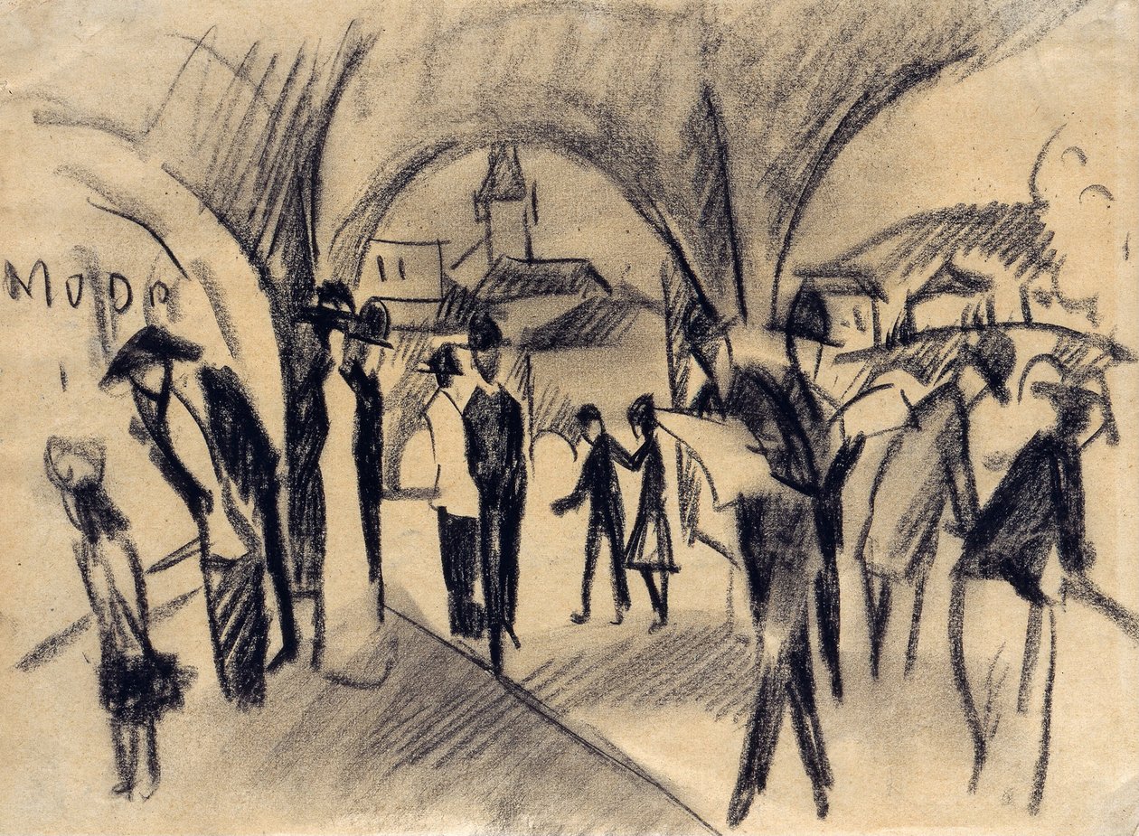 Scene under arkaderne i Thun, 1913 af August Macke