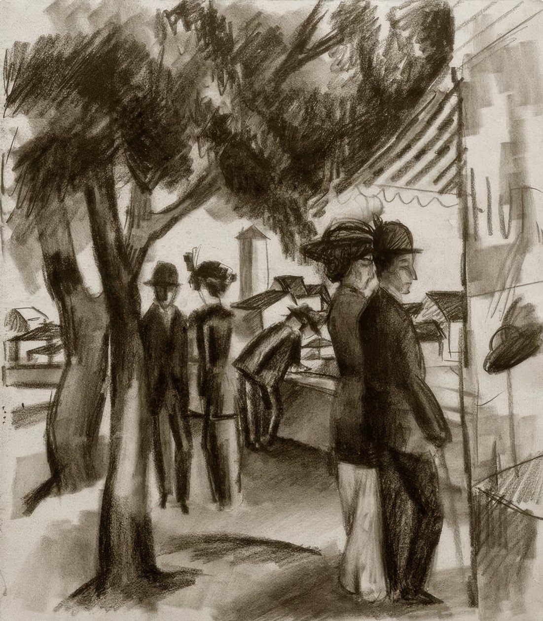 Vandrere under træer af August Macke