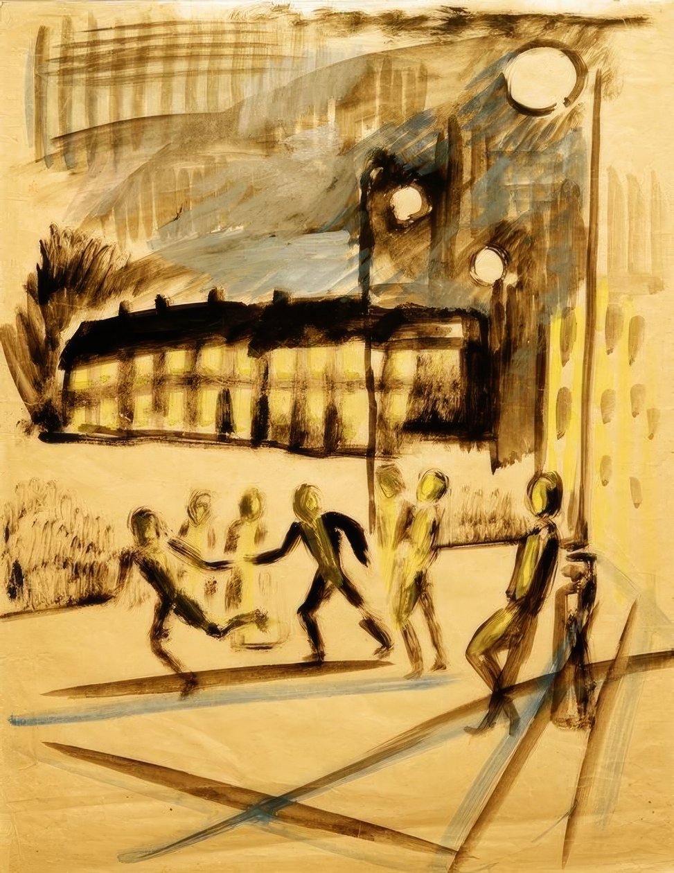 Børn leger om aftenen af August Macke