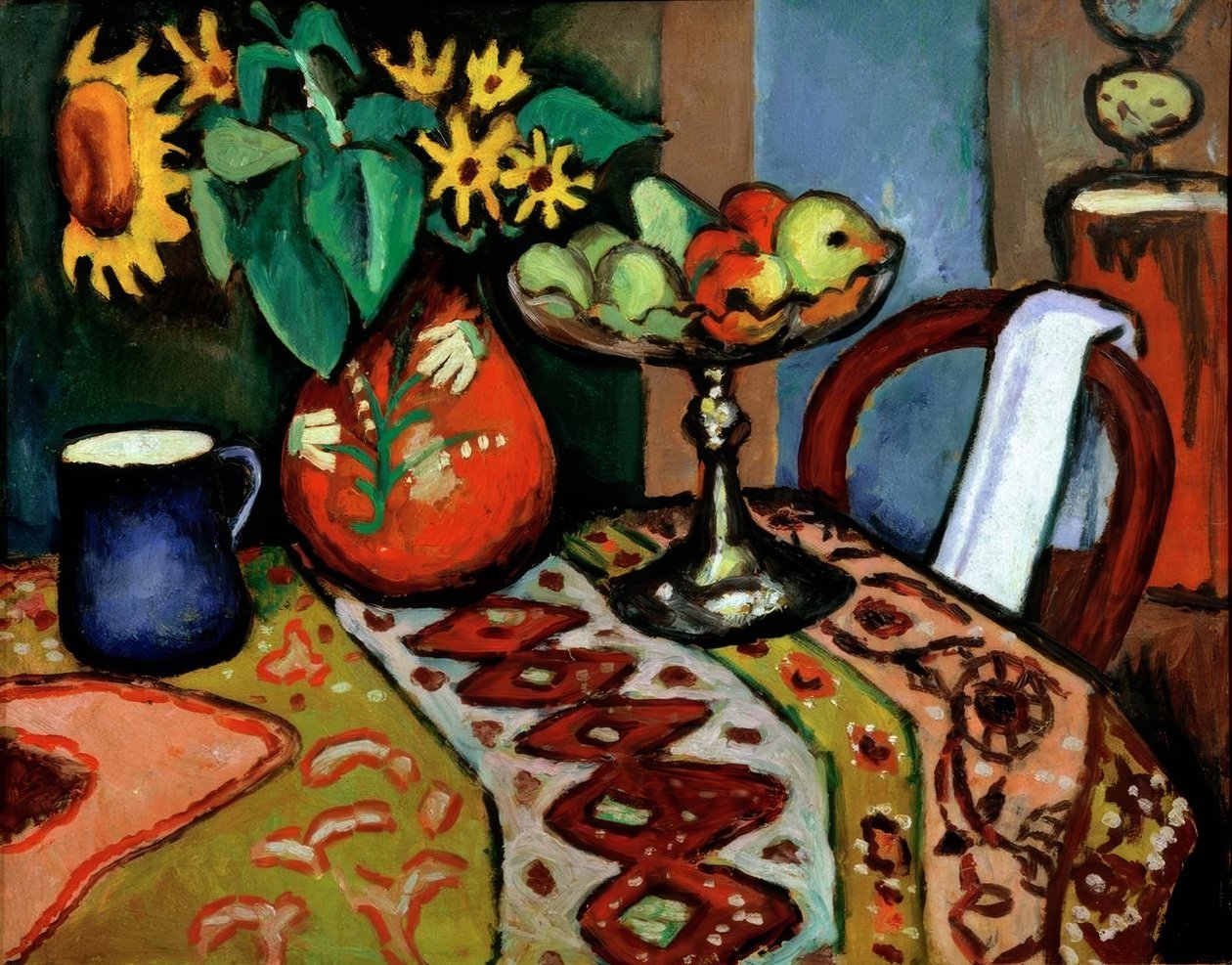 Stilleben med solsikker I. af August Macke