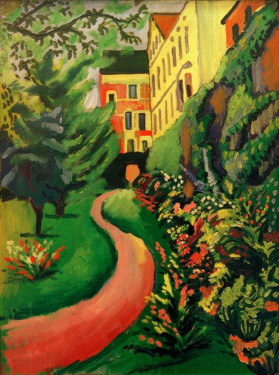 Vores have med blomstrende grænser af August Macke
