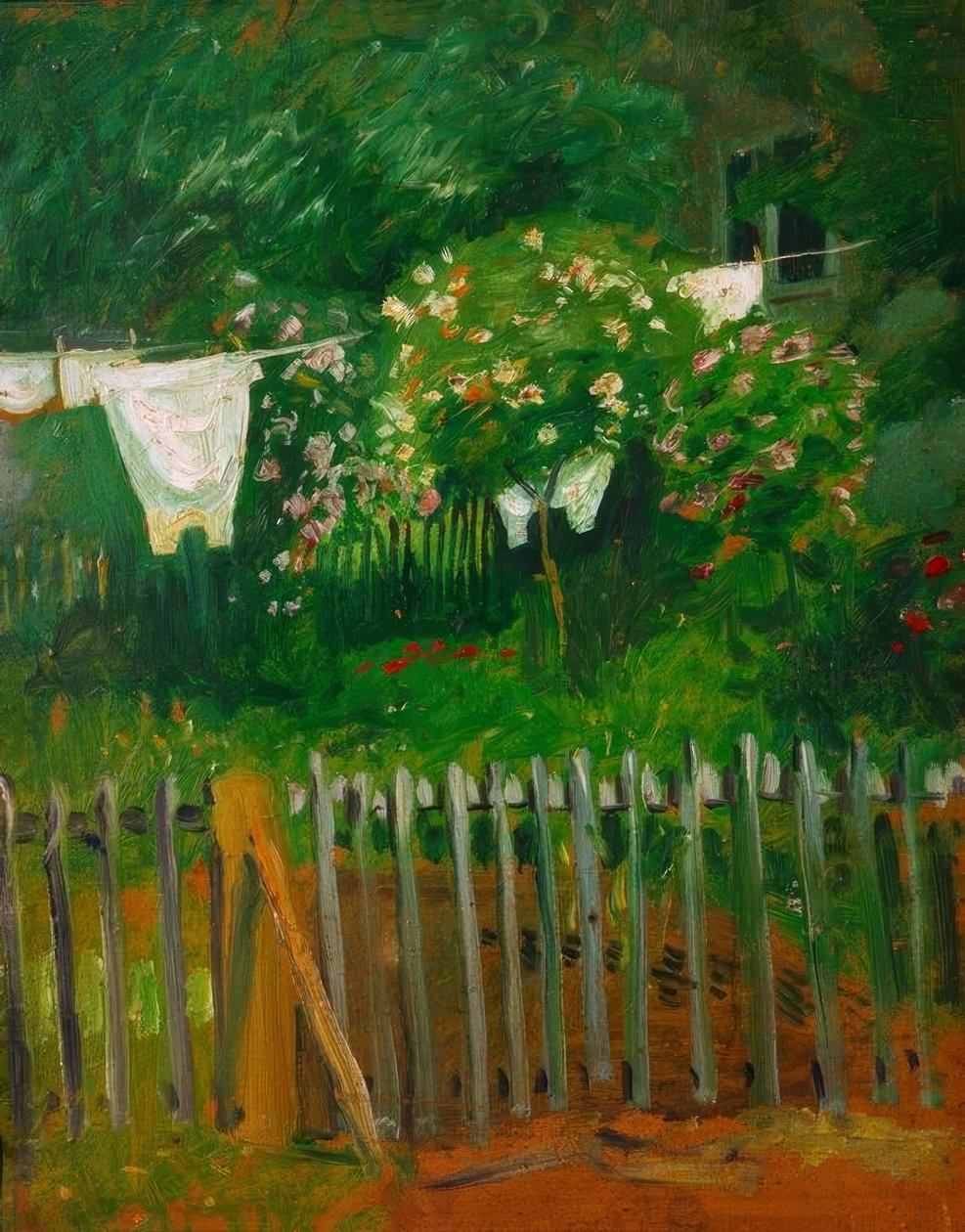 Vaskeri i haven i Kandern af August Macke